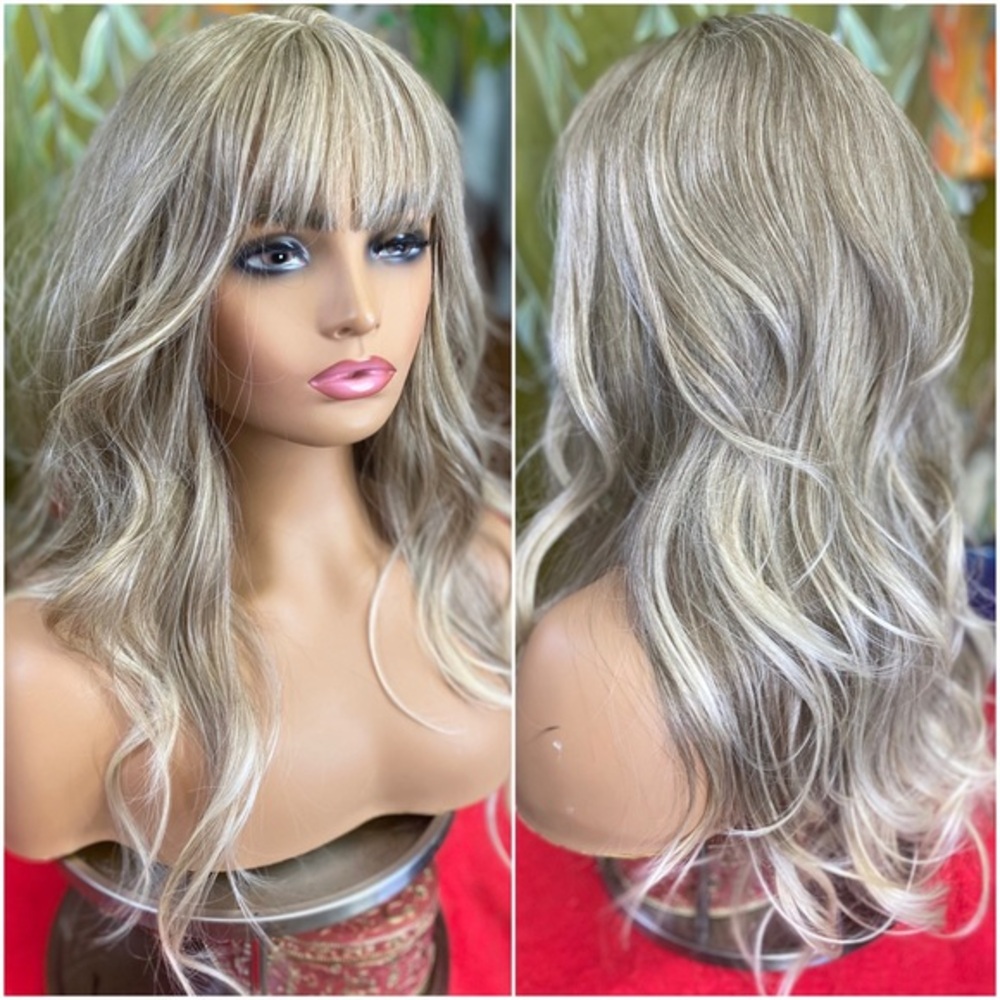 icy ash silver blonde balayage wig